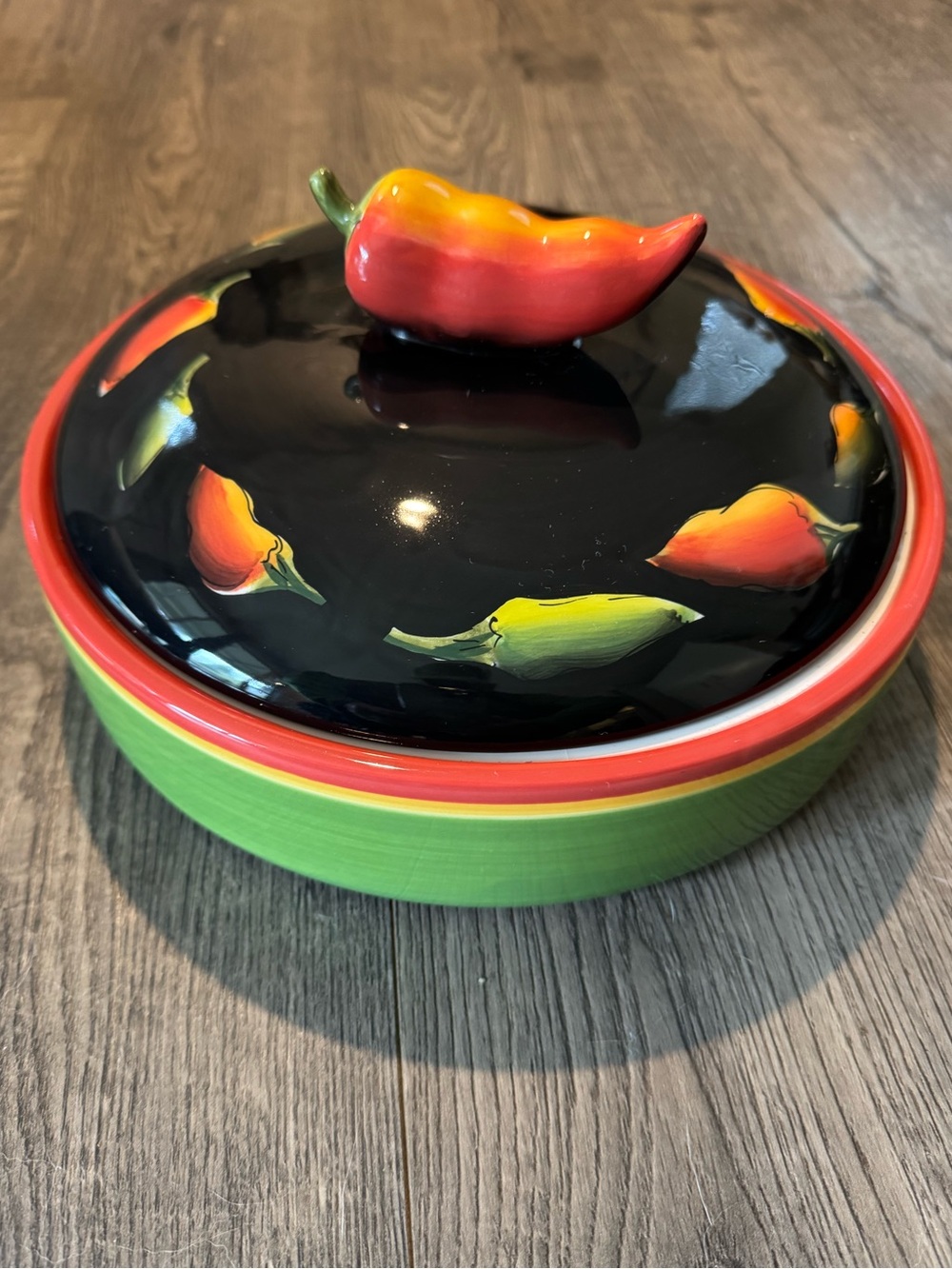Clay Art “Fiesta “ Ceramic Serving Bowl w/ Lid